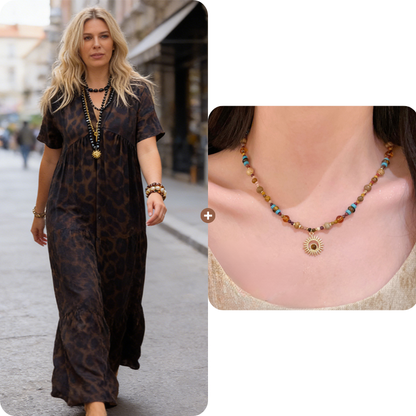 Women's V-Neck Leopard Print Maxi Dress