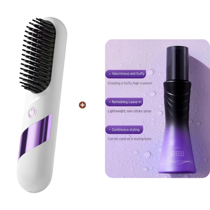 Multi-Function Cordless Ceramic Hair Straightener Brush