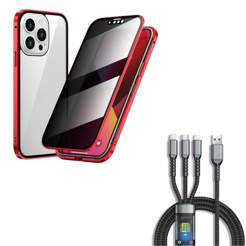 Magnetic iPhone case with privacy glass and metal