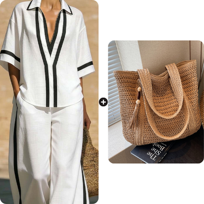 Women's Casual Color-Block 2-Piece Set