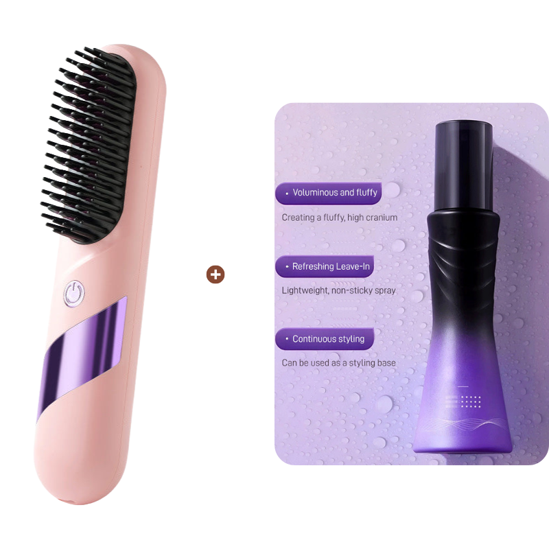 Multi-Function Cordless Ceramic Hair Straightener Brush