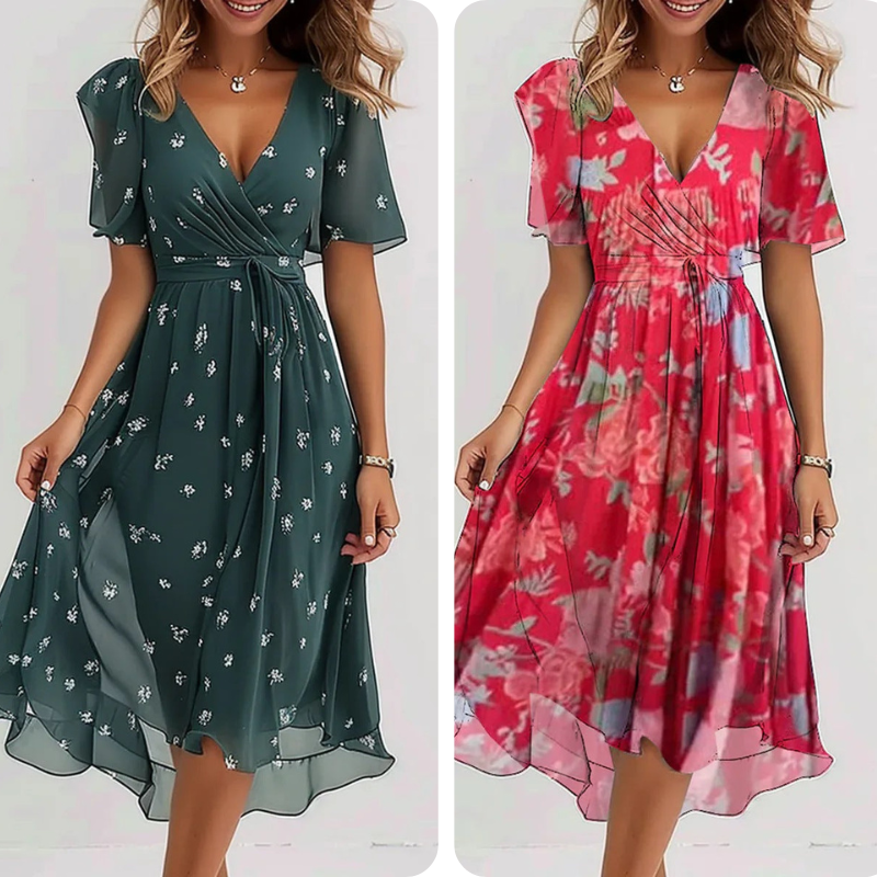 🔥49% OFF Sale✨Special Blue Short Sleeve Midi Dress