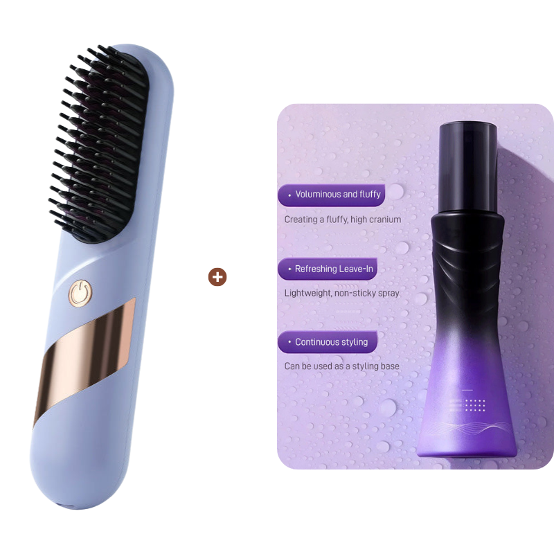 Multi-Function Cordless Ceramic Hair Straightener Brush