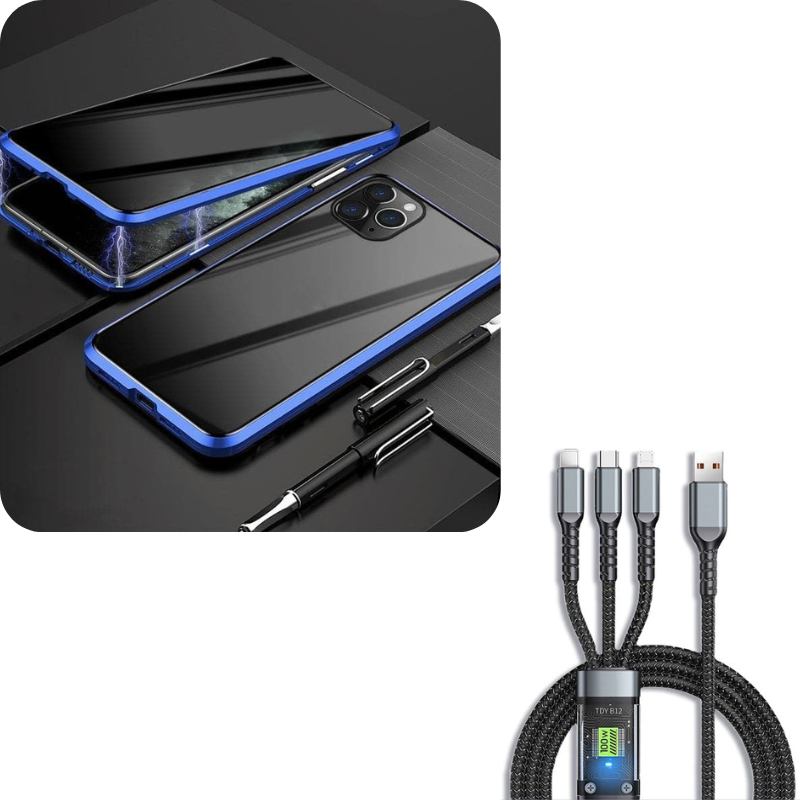 Magnetic iPhone case with privacy glass and metal