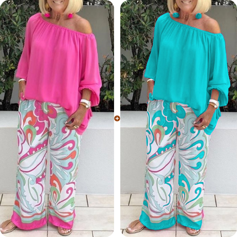 💥49% OFF – Limited Time💥Women's Trousers and Off Shoulder Top 2-Piece