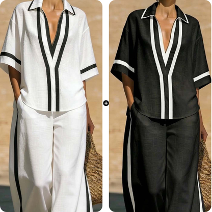 Women's Casual Color-Block 2-Piece Set