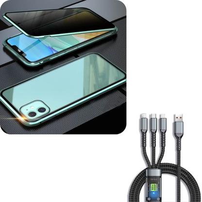 Magnetic iPhone case with privacy glass and metal