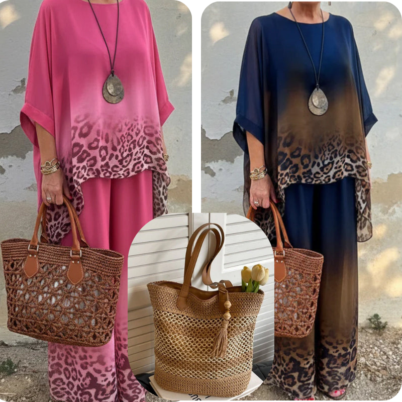 Women's Gradient Leopard Print 2-Piece Set