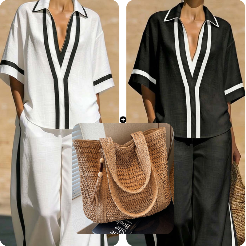 Women's Casual Color-Block 2-Piece Set