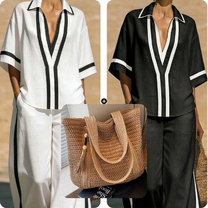 Women's Casual Color-Block 2-Piece Set