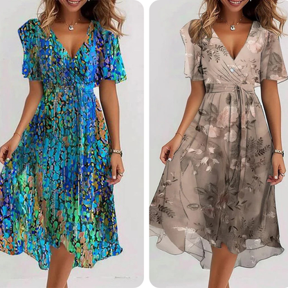 🔥49% OFF Sale✨Special Blue Short Sleeve Midi Dress