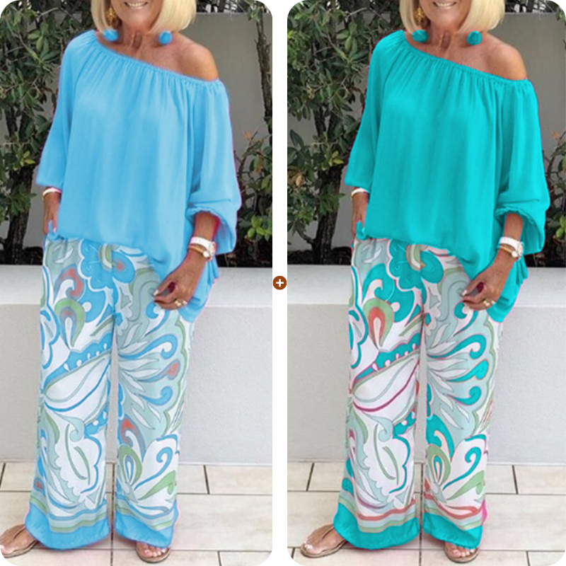 💥49% OFF – Limited Time💥Women's Trousers and Off Shoulder Top 2-Piece