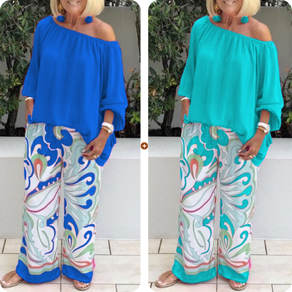 💥49% OFF – Limited Time💥Women's Trousers and Off Shoulder Top 2-Piece