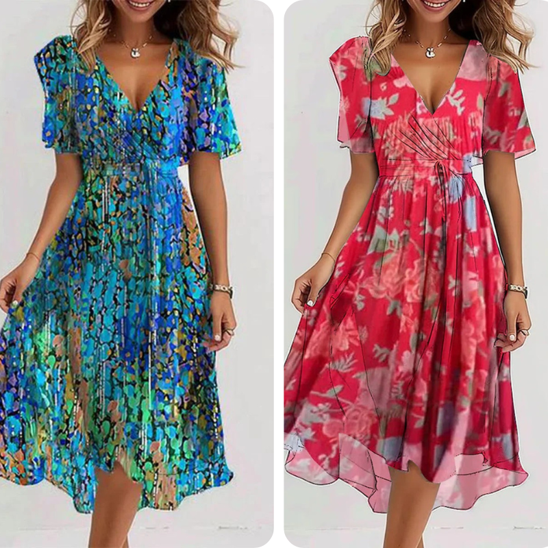 🔥49% OFF Sale✨Special Blue Short Sleeve Midi Dress