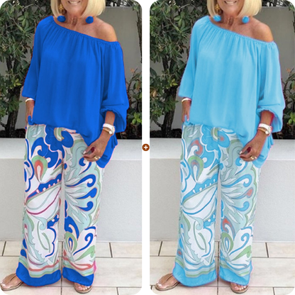 💥49% OFF – Limited Time💥Women's Trousers and Off Shoulder Top 2-Piece