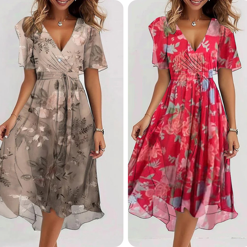 🔥49% OFF Sale✨Special Blue Short Sleeve Midi Dress