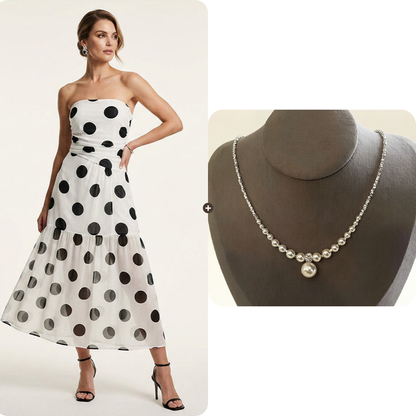 Elegant Strapless Polka Dot Tiered Dress