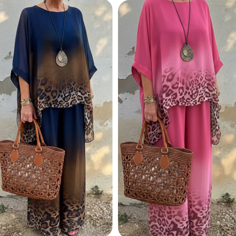 Women's Gradient Leopard Print 2-Piece Set