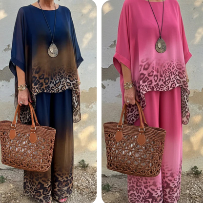 Women's Gradient Leopard Print 2-Piece Set