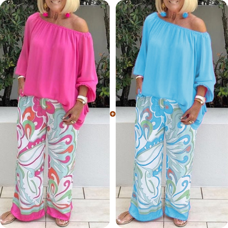 💥49% OFF – Limited Time💥Women's Trousers and Off Shoulder Top 2-Piece