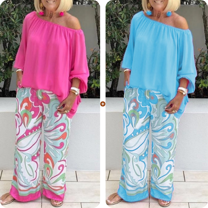 💥49% OFF – Limited Time💥Women's Trousers and Off Shoulder Top 2-Piece