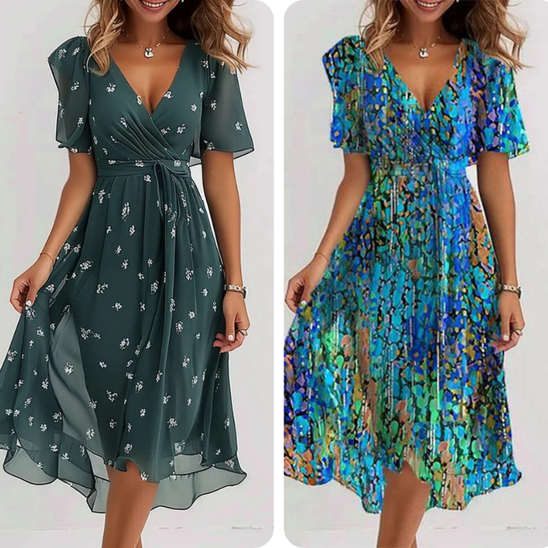 🔥49% OFF Sale✨Special Blue Short Sleeve Midi Dress