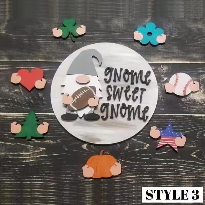 🍁Early Christmas Sale 49% OFF🎄Interchangeable Wooden Gnome Welcome Sign🎈