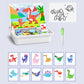 Magnetic puzzle box for children with game and drawing board
