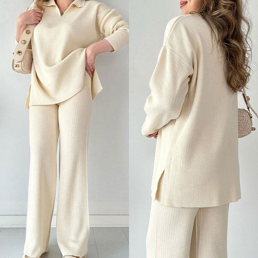 🌸limited-time 50% off🔥V-Neck Casual Slit Knitted Two-Piece Set