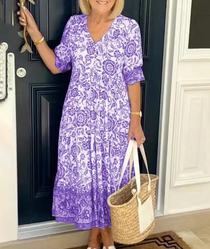 💝Hot Sale💝👗V-neck Cozy Bohemian Latest Style Dress✨