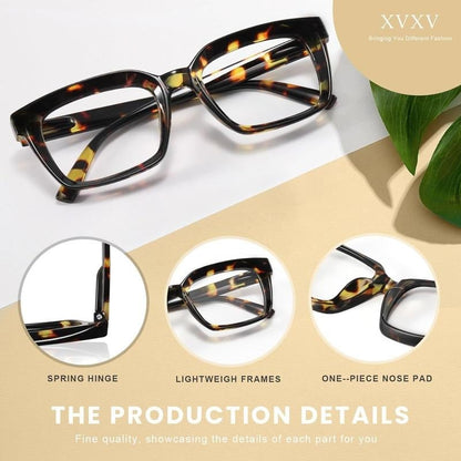 🎁Last Day✨👓Tortoiseshell Reading Glasses – Blue Light Blocking Oversized Square Readers