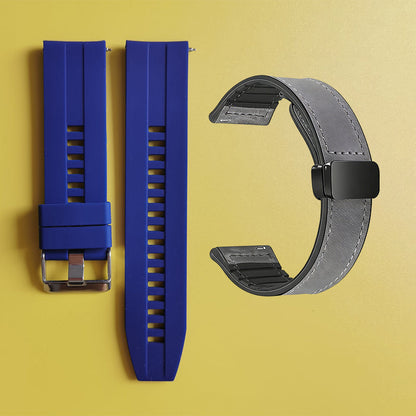 22mm Silicone Watch Strap + Leather Watch Strap