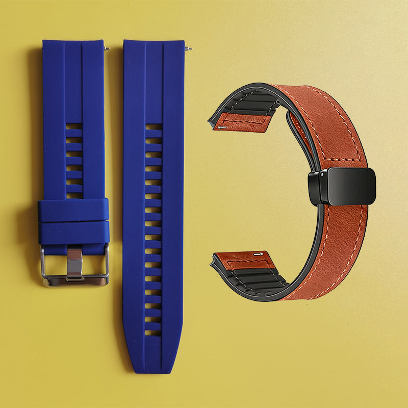 22mm Silicone Watch Strap + Leather Watch Strap