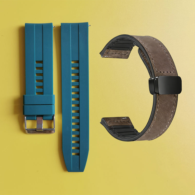 22mm Silicone Watch Strap + Leather Watch Strap