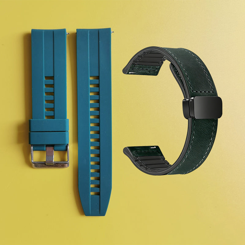 22mm Silicone Watch Strap + Leather Watch Strap