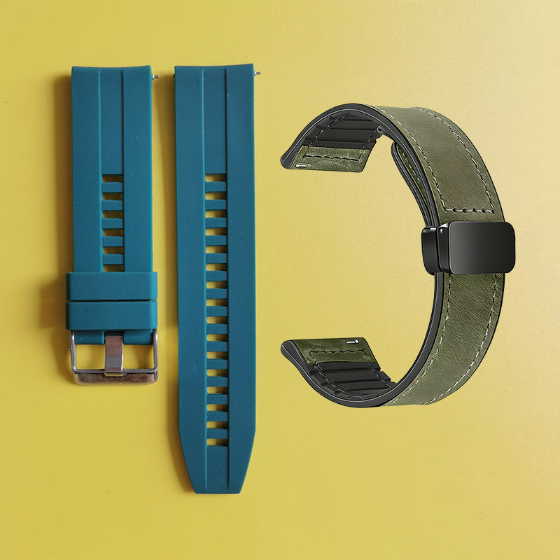 22mm Silicone Watch Strap + Leather Watch Strap