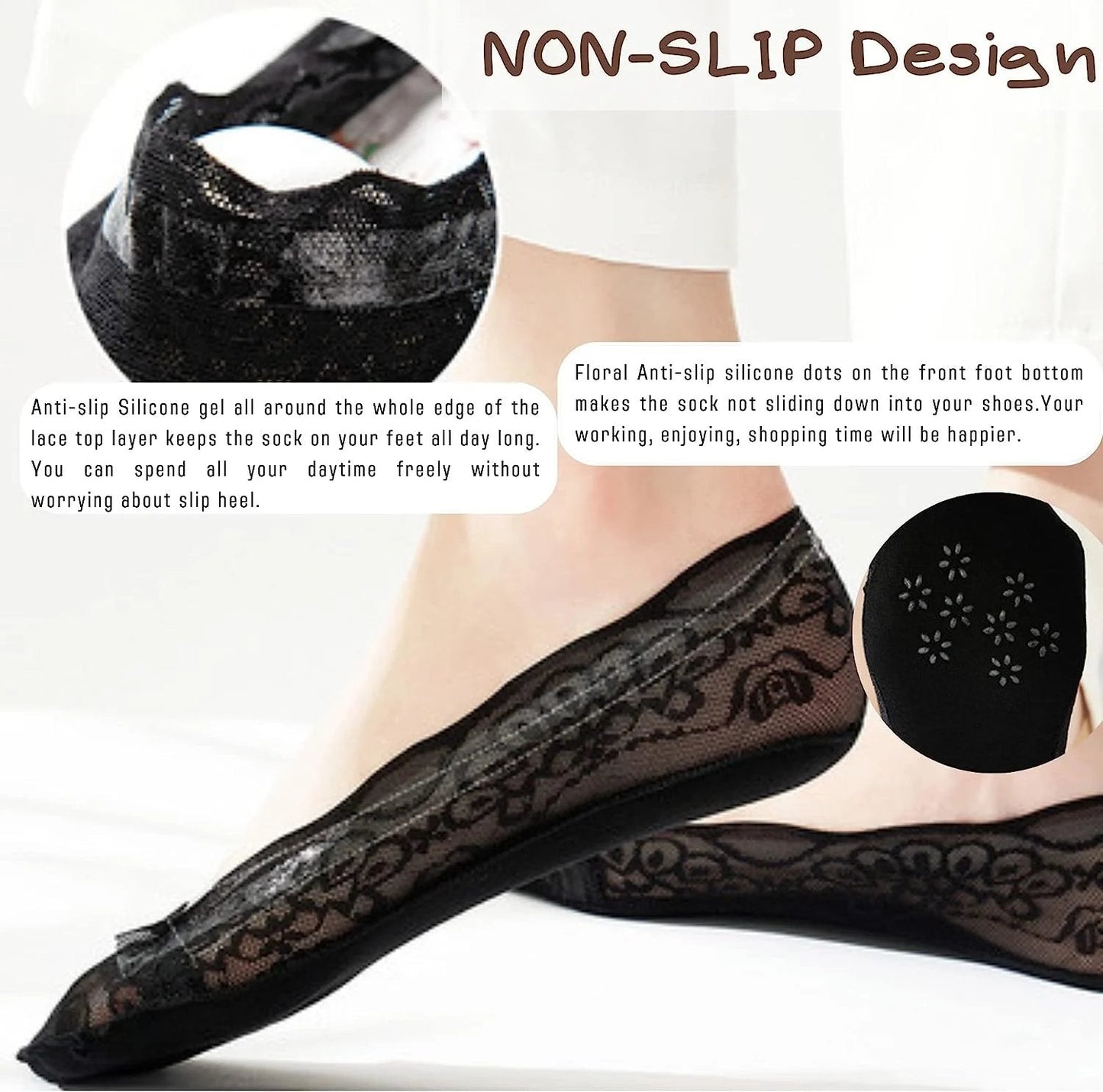 (🎁2024 New Year Hot Sale🎁)🧦 Lace No Show Liner Socks for Women