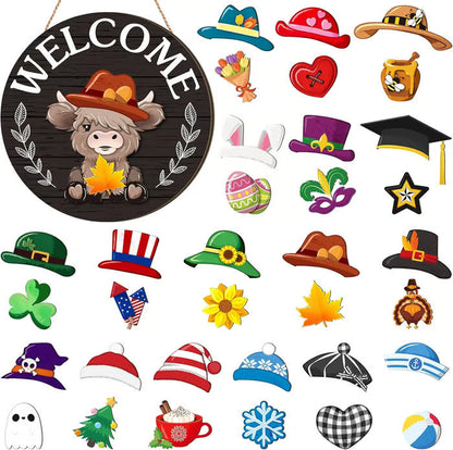 🍁Early Christmas Sale 49% OFF🎄Interchangeable Wooden Gnome Welcome Sign🎈