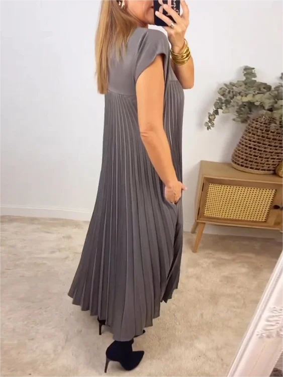 🎉Hot Sale 49% OFF🎉Sleeveless Pleated Simple Solid Color Dress