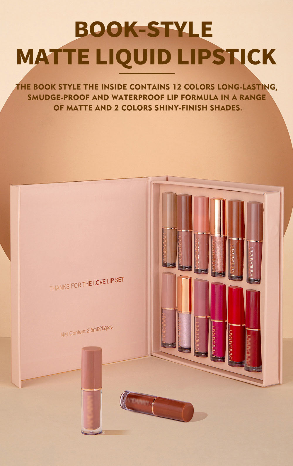 📢📢 BUY 2 GET 1 FREE! 🎀 12-Color Book Lip Gloss Set – Shimmery Shades, Moisturizing Formula & Mini Portable Design 💄✨