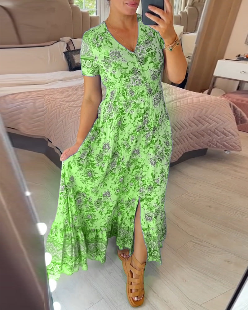 💃Hot Sale - 50% OFF🔥 Floral Print V-neck Dress