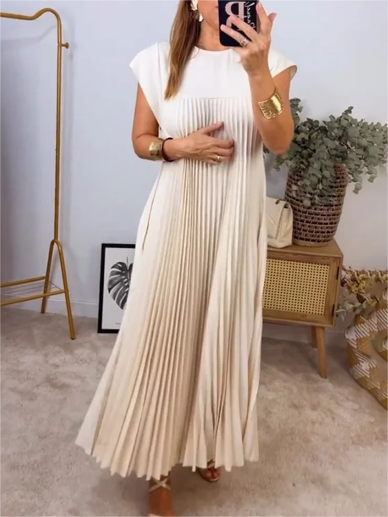🎉Hot Sale 49% OFF🎉Sleeveless Pleated Simple Solid Color Dress