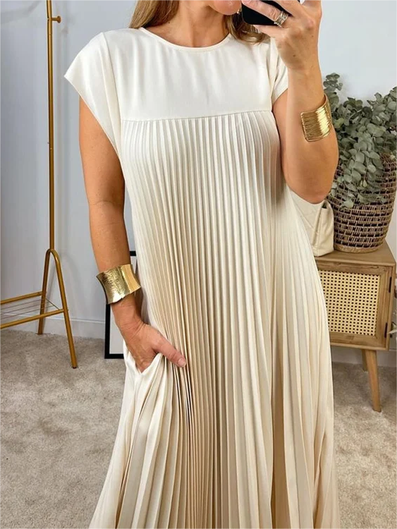 🎉Hot Sale 49% OFF🎉Sleeveless Pleated Simple Solid Color Dress