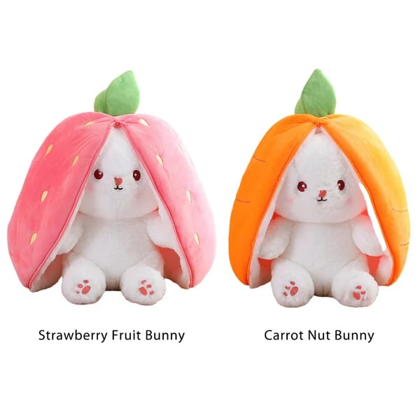 🎁EASTER SALE – ONLY £9.99!!🐰🎉50K+ SOLD!🍓🐰 50% OFF! Strawberry Bunny Plush – Transforms into little rabbit! Soft, cute & cuddly. Perfect gift for kids or grandkids. 🎀✨