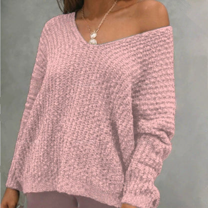 🔥Hot Sale 49% OFF🔥Women's Plain Drop Shoulder V Neck Sweater