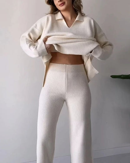 🔥Limited Time Sale 37% OFF🎁V-Neck Casual Slit Knitted Two-Piece Set