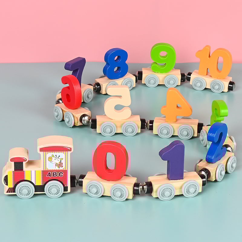🔥Numbers And Letters Magnetic Train Puzzle Wooden Toy Car