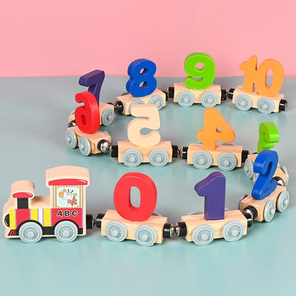 🔥Numbers And Letters Magnetic Train Puzzle Wooden Toy Car