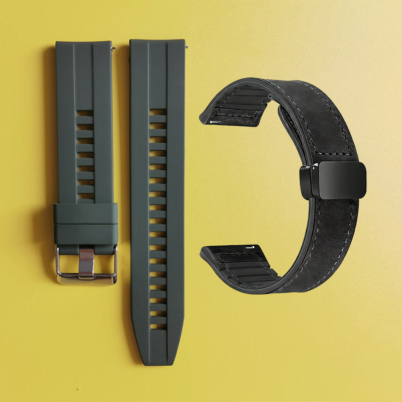 22mm Silicone Watch Strap + Leather Watch Strap