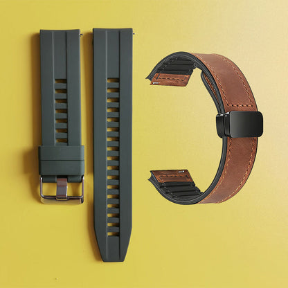 22mm Silicone Watch Strap + Leather Watch Strap